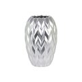 Urban Trends Collection Urban Trends Collection 21441 Ceramic Round Vase with Round Lip Embossed Wave Design & Rounded Bottom; Silver - Large 21441